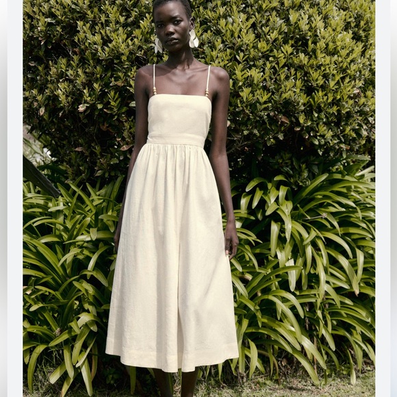 Zara Dresses & Skirts - Zara NWT beaded strappy linen blend dress 8372/099